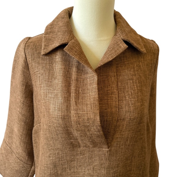 TUCKERNUCK AMELIA BASKET WEAVE SHIRT DRESS SWING SHAPE 3/4 SLEEVE POCKETS NEW XS - Picture 3 of 11